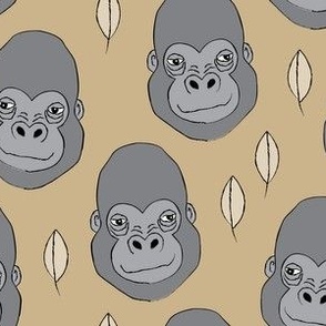 gorilla-and-leaves on khaki