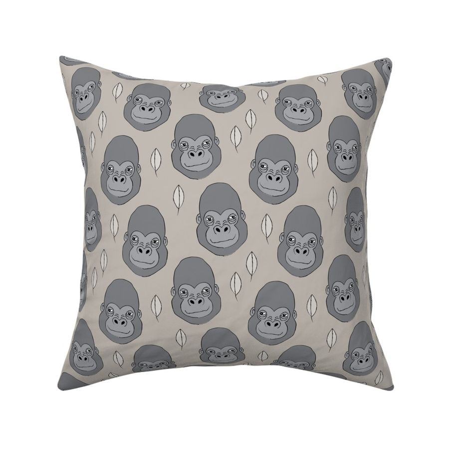 gorilla-and-leaves-on-linen