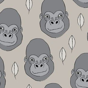 gorilla-and-leaves-on-linen