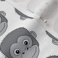 grey monkey faces on white