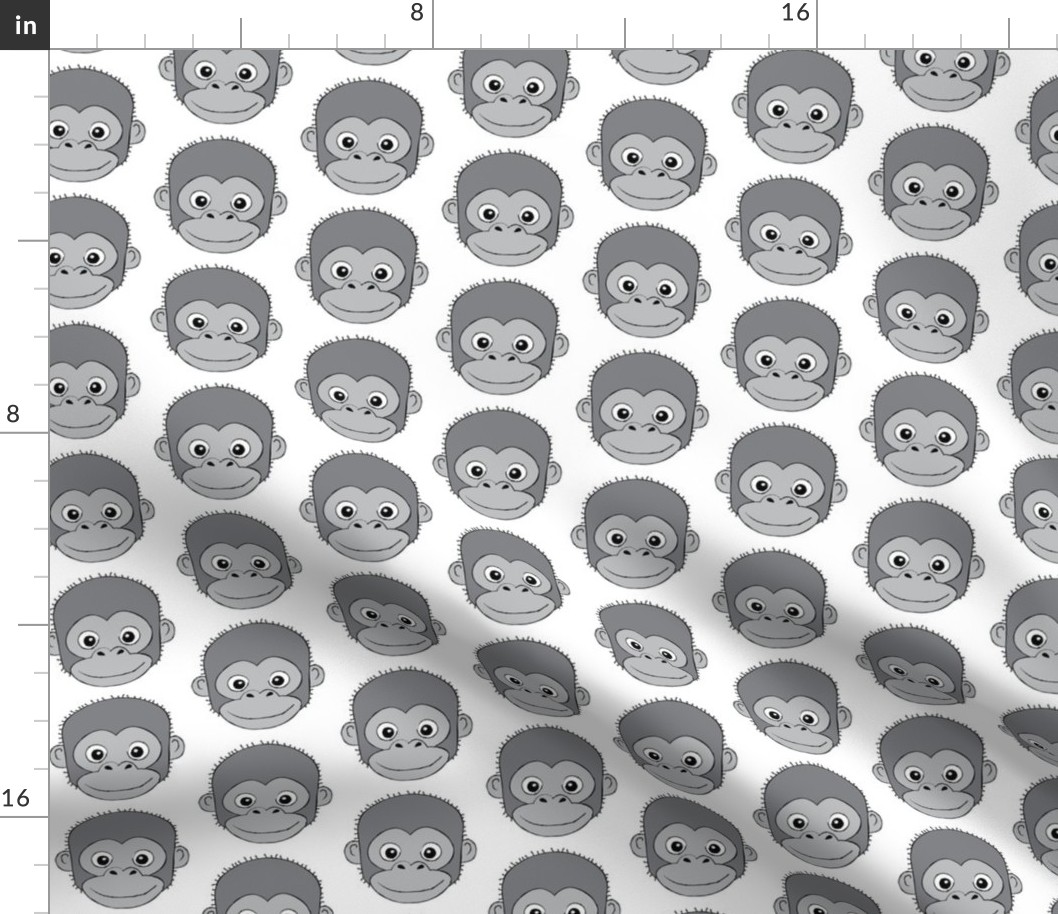 grey monkey faces on white