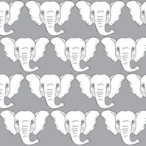 white elephant faces on grey