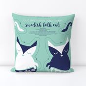 Cut and sew your own swedish folk cat // mint background
