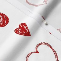 Love Hearts Doodles in Red / Valentine's Day Heart Sketch