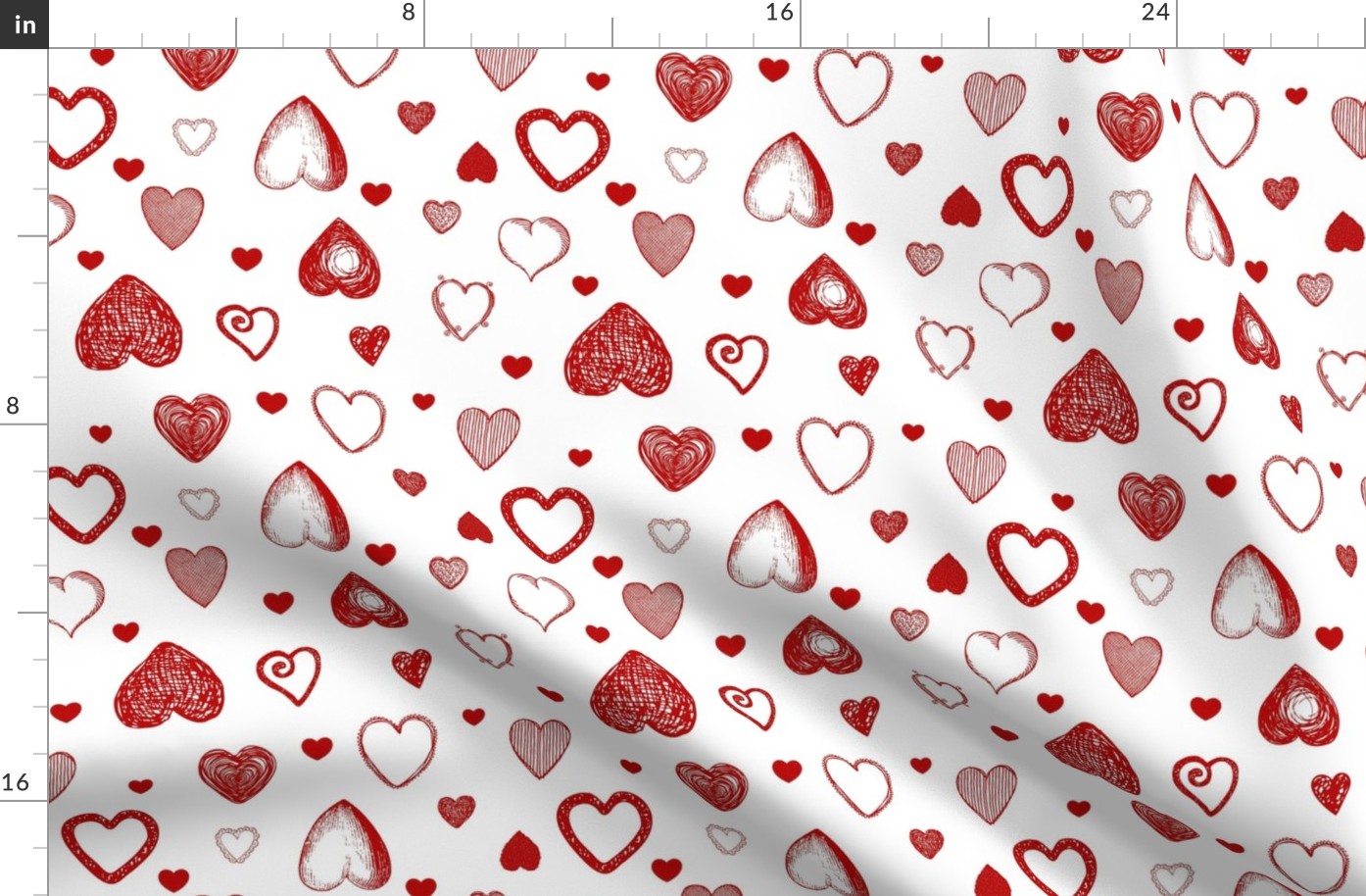 Love Hearts Doodles in Red / Valentine's Day Heart Sketch