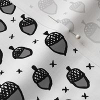 Abstract Acorns monochrome fall illustration woodland print Scandinavian style