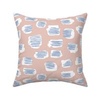 Modern abstract trend Scandinavian style brush spots and scribblings raw ink beige blue