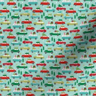 TINY vintage christmas cars holiday xmas christmas fabric tree on car