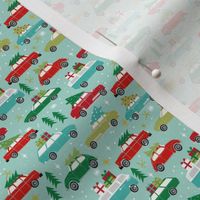 TINY vintage christmas cars holiday xmas christmas fabric tree on car