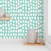 Abstract white spots Scandinavian minimal designs brush dashes mint