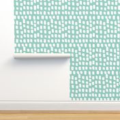 Abstract white spots Scandinavian minimal designs brush dashes mint