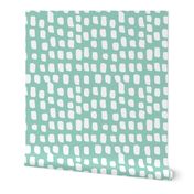 Abstract white spots Scandinavian minimal designs brush dashes mint