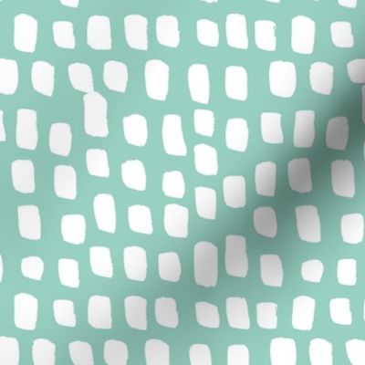 Abstract white spots Scandinavian minimal designs brush dashes mint
