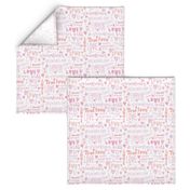 doodle love // typography love fabric valentines day white orange 