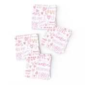 doodle love // typography love fabric valentines day white orange 