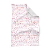 doodle love // typography love fabric valentines day white orange 