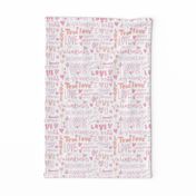 doodle love // typography love fabric valentines day white orange 