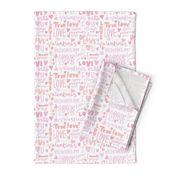 doodle love // typography love fabric valentines day white orange 