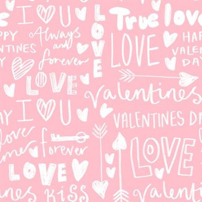 doodle love // typography love fabric valentines day pink