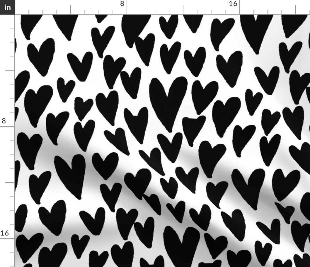 valentines hearts fabric valentines day love black and white