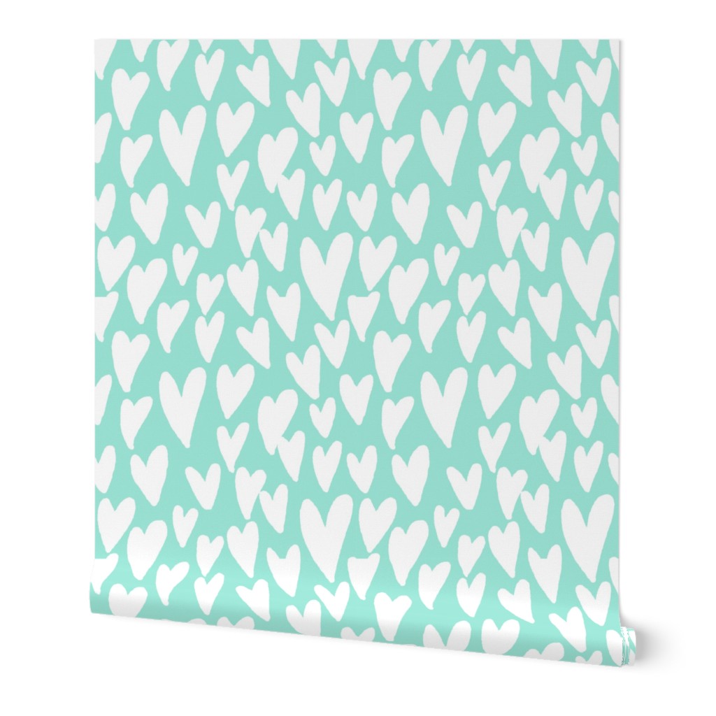 valentines hearts fabric valentines day love mint