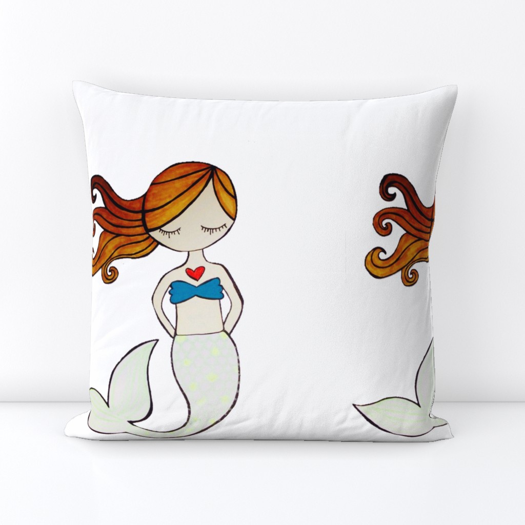 Pillow size plush mermaid-brown hair