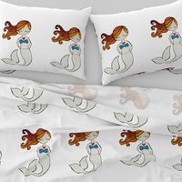 Pillow size plush mermaid-brown hair