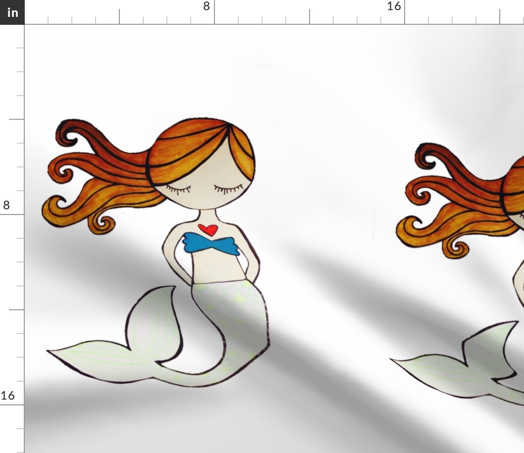 Pillow size plush mermaid-brown hair