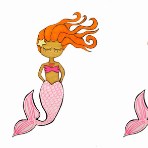 Pillow size plush Mermaid-orange hair