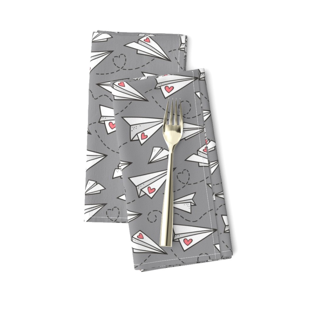 Paper Plane Love Hearts Valentine on Dark Grey