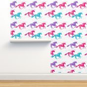 (small scale) watercolor unicorns - purple, pink, aqua