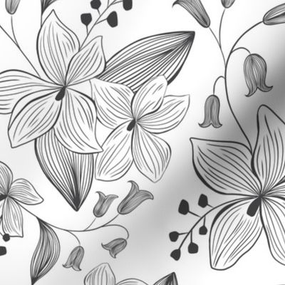 Avery Floral - Black & White Coloring Book Style