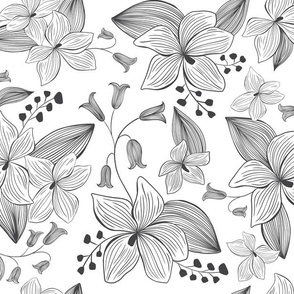 Avery Floral - Black & White Coloring Book Style