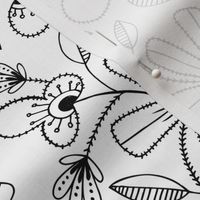 Peyton Floral - Black & White Coloring Book Style 