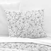 Calliope  Floral - Black  & White Coloring Book Style