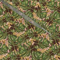 4" Gold, Brown, and Green Tropical Leaves - Peach