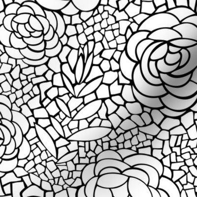 Desert Blossom - Mosaic Floral Coloring Book Style