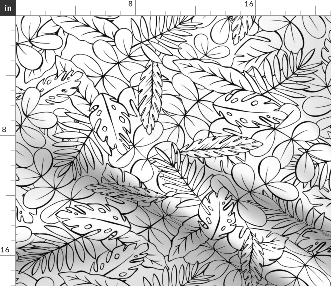 Modern Jungle - Tropical Leaves Coloring Book Style