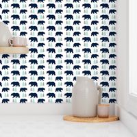 Navy Bears - Gray Mint Trees Bear Baby Nursery Kids Childrens Bedding Woodland Animals