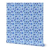 Edelweiss Flowers blue linen