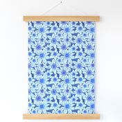 Edelweiss Flowers blue linen