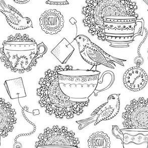 Afternoon Tea Coloring Book Style 