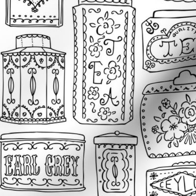 Tea Tins Coloring Book Style