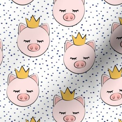princess/prince pig - blue dots