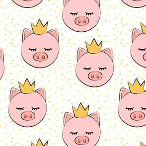 princess/prince pig - yellow dots