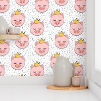 princess/prince pig - grey dots