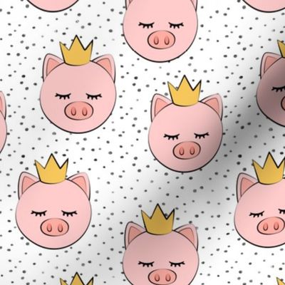 princess/prince pig - grey dots