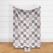 Patchwork pink gray hearts patchwork