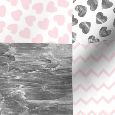 Patchwork pink gray hearts patchwork