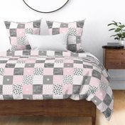 Patchwork pink gray hearts patchwork